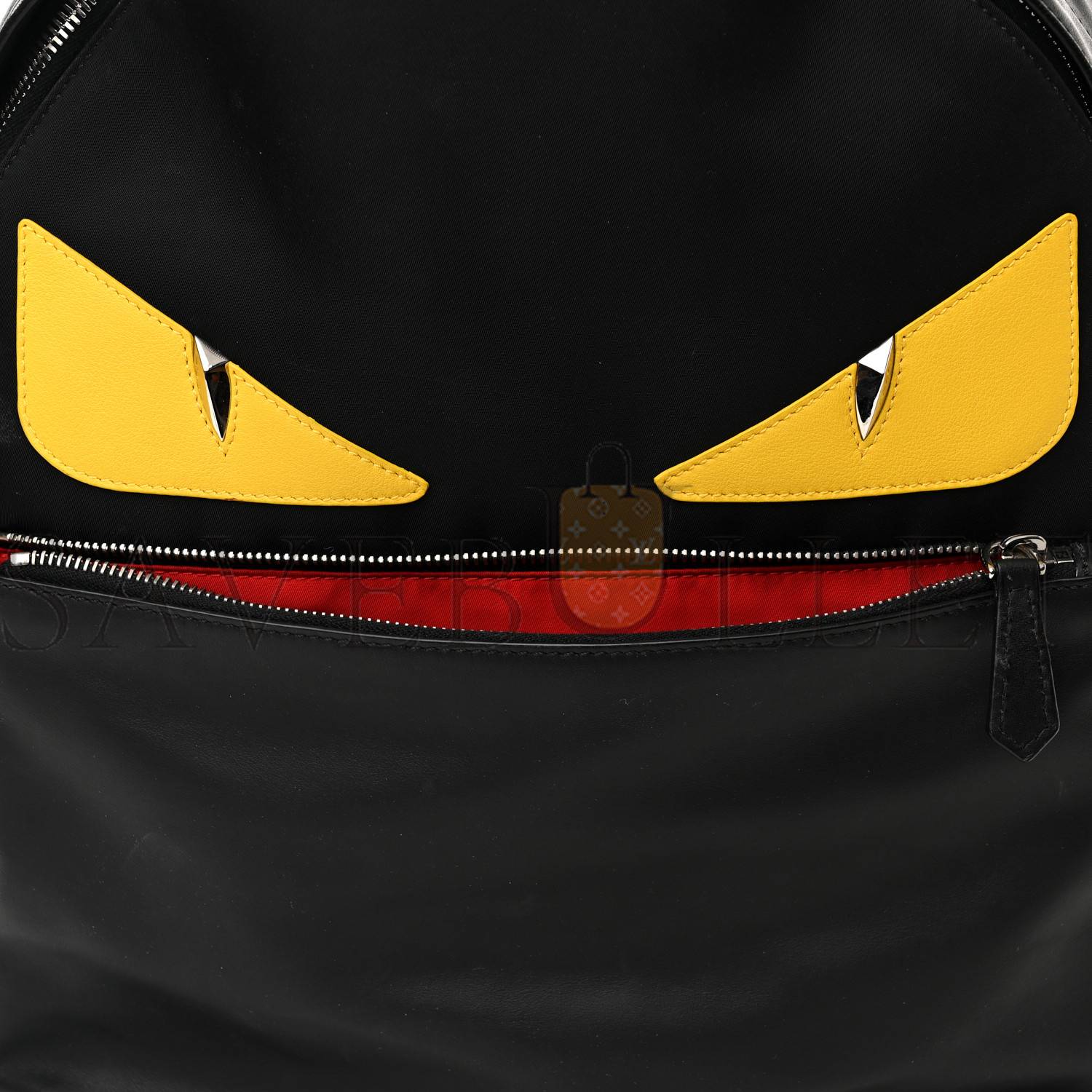 FENDI NYLON VITELLO LIBERTY VITELLO DOLCE MONSTER EYES ROUNDED BACKPACK BLACK SUNFLOWER (39*33*14cm) FENDI NYLON VITELLO LIBERTY VITELLO DOLCE MONSTER EYES ROUNDED BACKPACK BLACK SUNFLOWER (39*33*14cm)