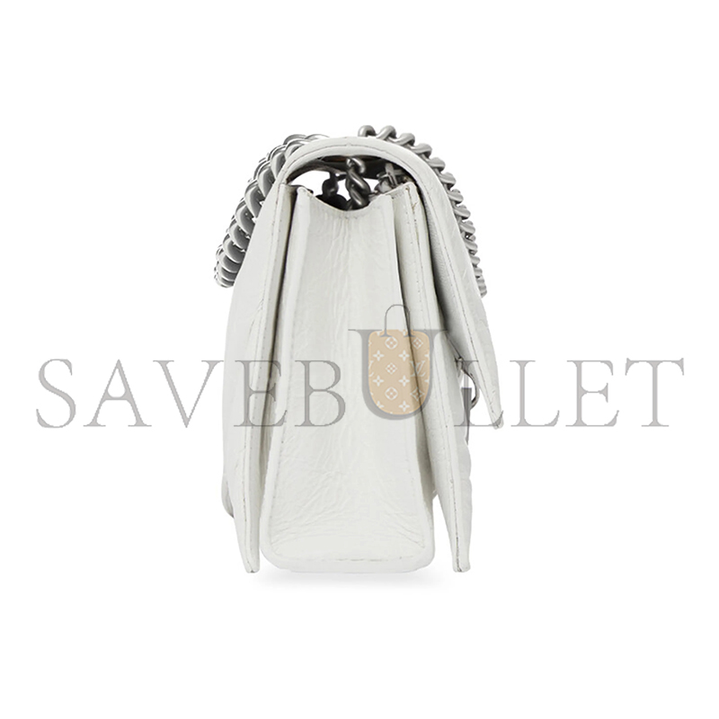 BALENCIAGA WOMEN'S CRUSH CHAIN BAG MINI IN WHITE 736016210J09001 (21.8*9.9*4.8cm)
