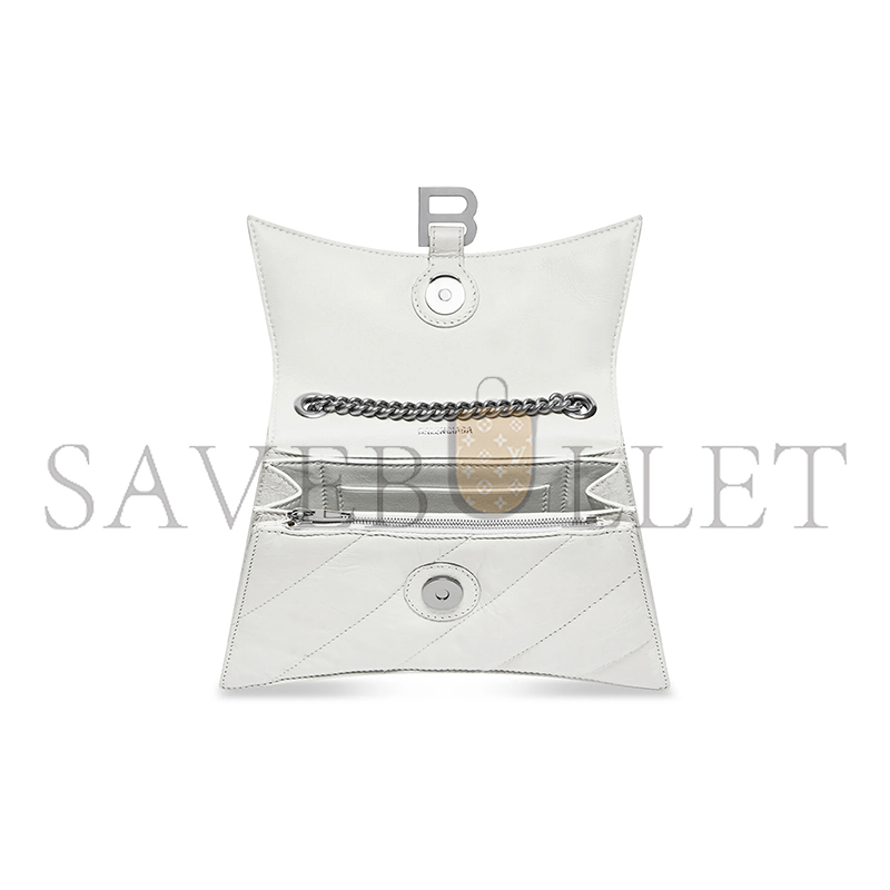 BALENCIAGA WOMEN'S CRUSH CHAIN BAG MINI IN WHITE 736016210J09001 (21.8*9.9*4.8cm)