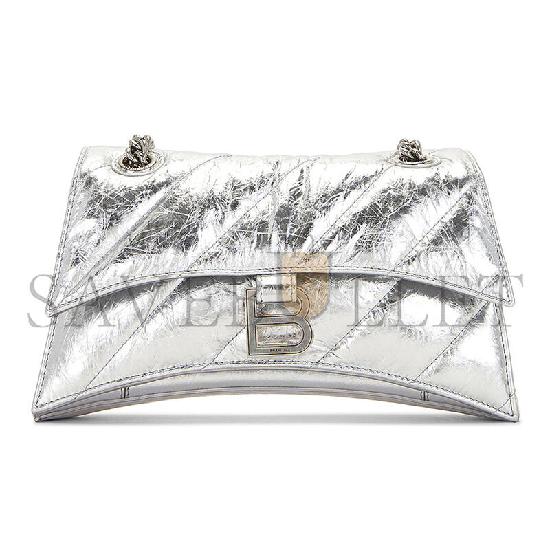 BALENCIAGA WOMEN'S CRUSH CHAIN BAG IN SMALL SILVER 716351210IW8110 (24.9*15*7.9cm)