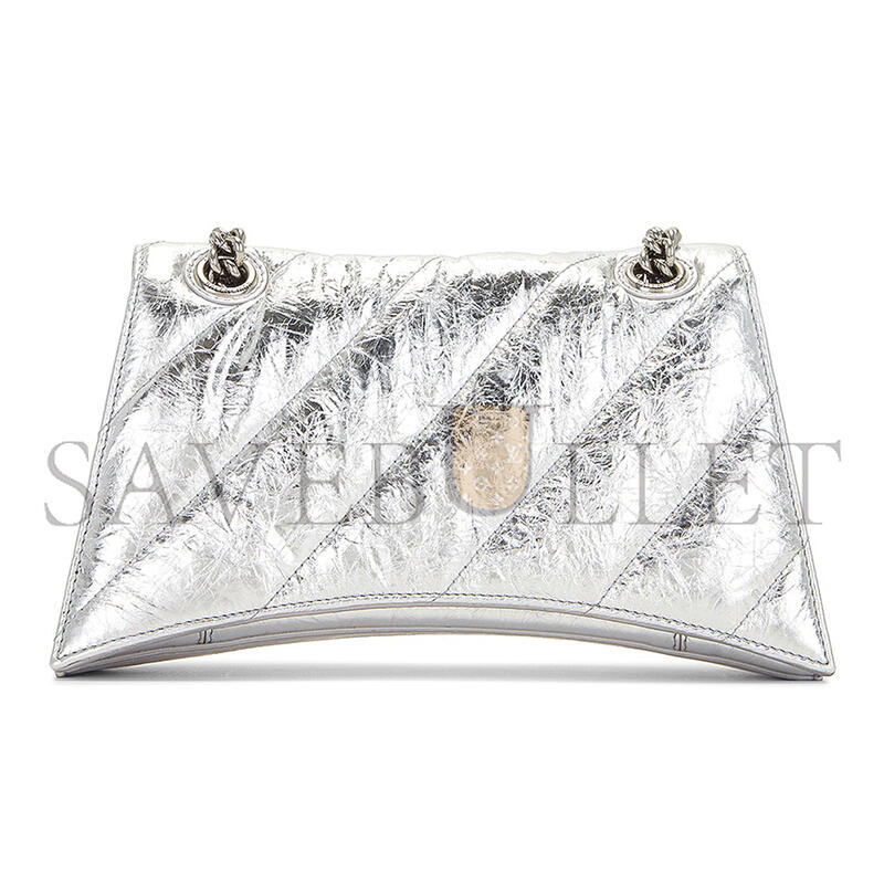 BALENCIAGA WOMEN'S CRUSH CHAIN BAG IN SMALL SILVER 716351210IW8110 (24.9*15*7.9cm)