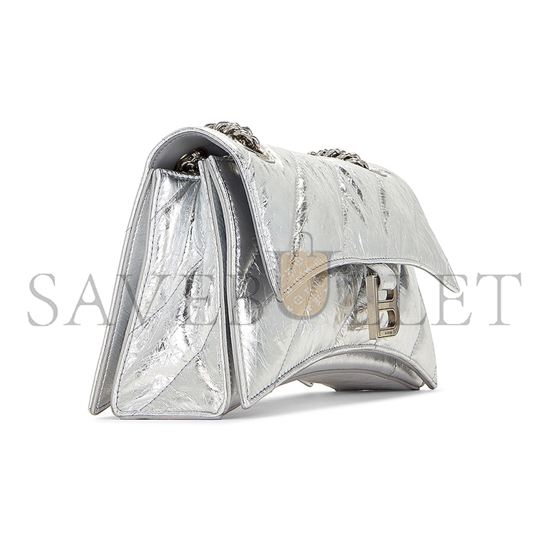BALENCIAGA WOMEN'S CRUSH CHAIN BAG IN SMALL SILVER 716351210IW8110 (24.9*15*7.9cm)