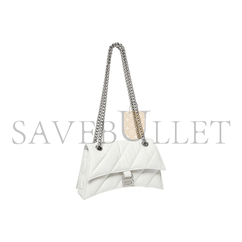 BALENCIAGA WOMEN'S CRUSH CHAIN BAG IN SMALL WHITE 716351210J09001 (24.9*15*7.9cm)