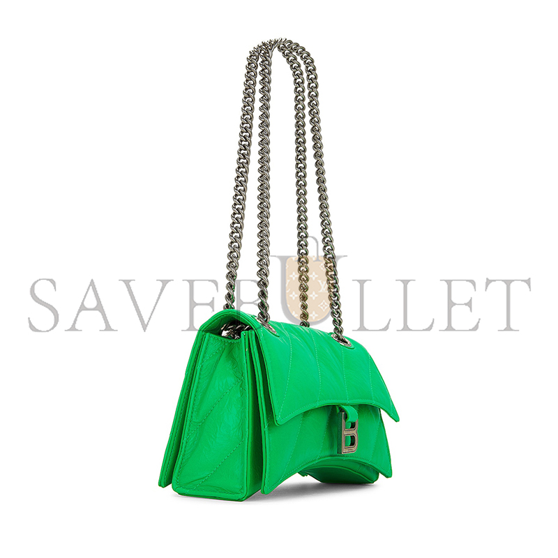 BALENCIAGA WOMEN'S CRUSH CHAIN BAG IN SMALL GREEN 716351210J03809 (24.9*15*7.9cm)