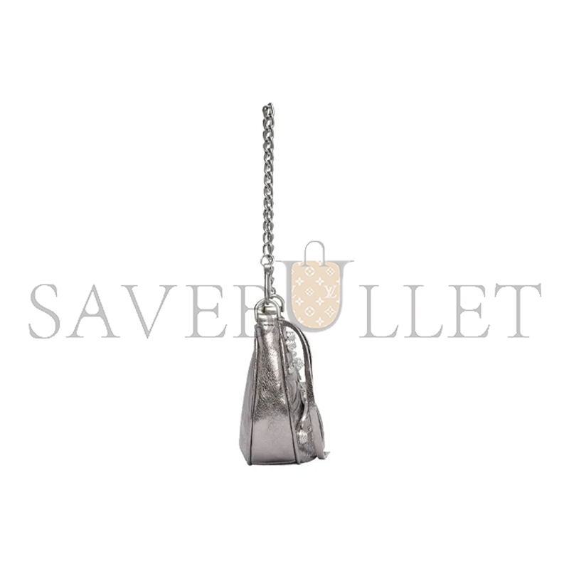 BALENCIAGA WOMEN'S LE CAGOLE CHAIN BAG MINI IN SILVER GREY 6958140GT3Y8103 (20.8*13*4.3cm)