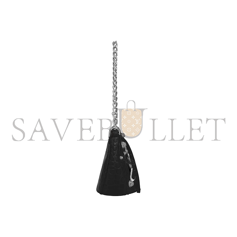 BALENCIAGA WOMEN'S LE CAGOLE CHAIN BAG MINI IN SILVER BLACK 69581423EJY1000 (20.8*13*4.3cm)