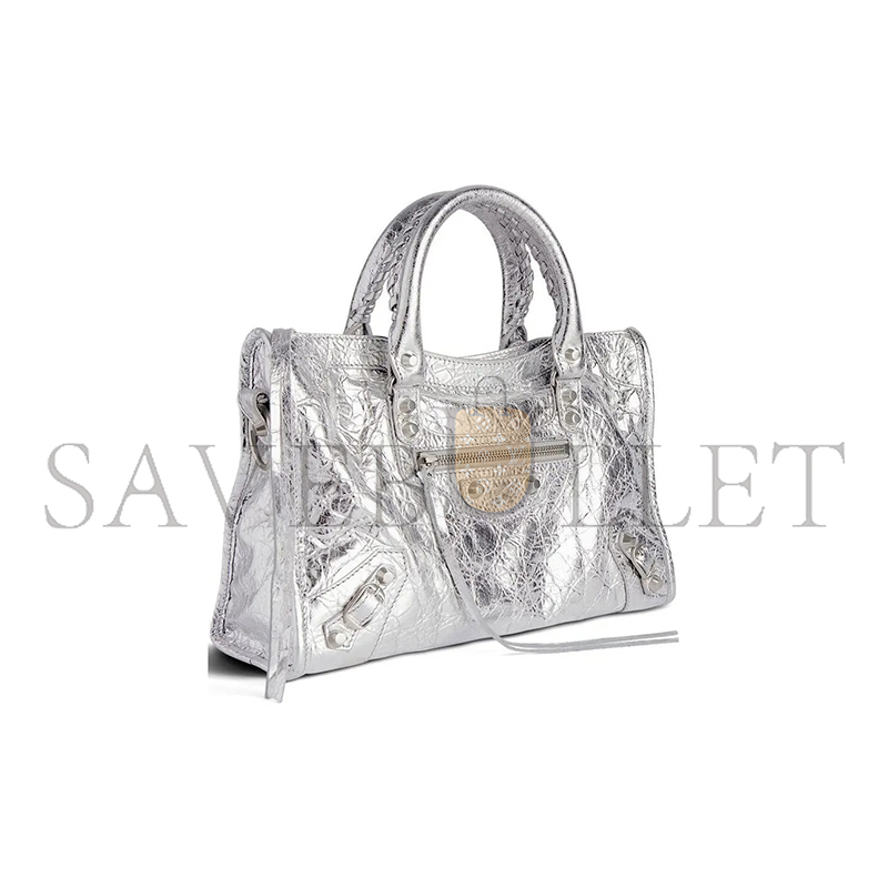 BALENCIAGA WOMEN'S LE CITY BAG SMALL IN SILVER 8114422AA9R8122 (29.9*19.1*9.9cm)