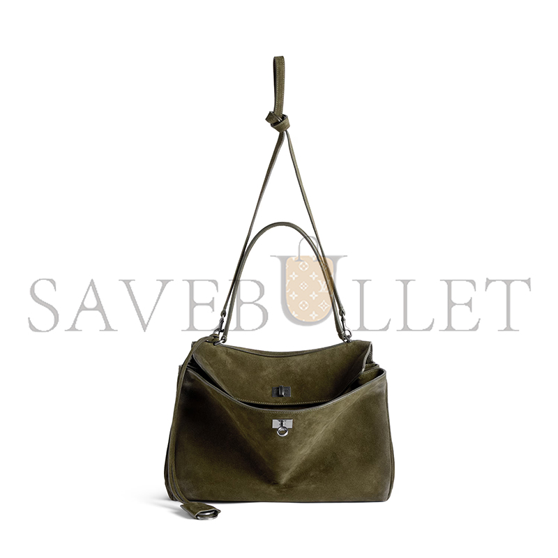 BALENCIAGA WOMEN'S RODEO HANDBAG MEDIUM IN KHAKI 7897722AB4G3503 (35*23.3*10.9cm) BALENCIAGA WOMEN'S RODEO HANDBAG MEDIUM IN KHAKI 7897722AB4G3503 (35*23.3*10.9cm)