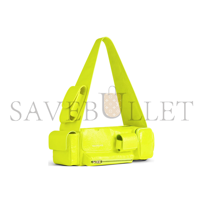 BALENCIAGA SUPERBUSY SLING BAG XS IN FLUORESCENT YELLOW 762516210CA7206 (32*12*10cm)