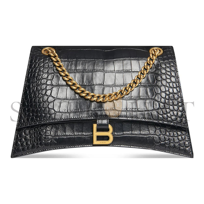 BALENCIAGA WOMEN'S CRUSH CHAIN BAG MEDIUM IN BLACK 716393210IX1000 (31*19.8*6.9cm)
