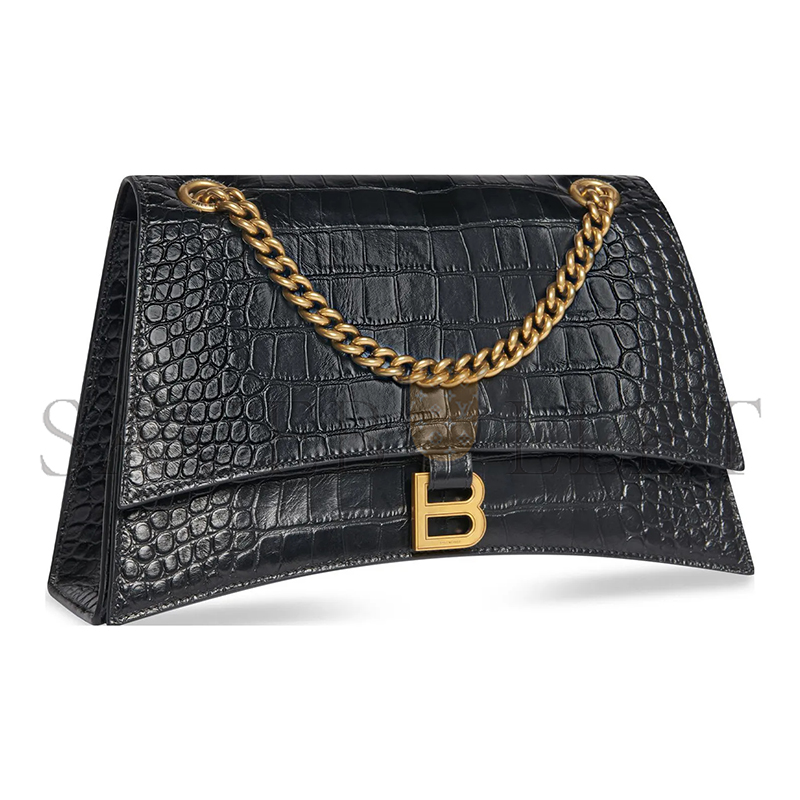BALENCIAGA WOMEN'S CRUSH CHAIN BAG MEDIUM IN BLACK 716393210IX1000 (31*19.8*6.9cm)