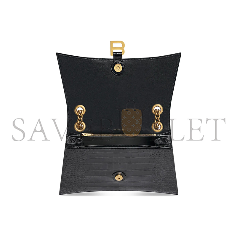 BALENCIAGA WOMEN'S CRUSH CHAIN BAG MEDIUM IN BLACK 716393210IX1000 (31*19.8*6.9cm)