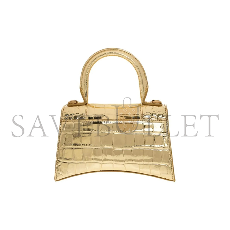 BALENCIAGA WOMEN'S HOURGLASS HANDBAG XS IN GOLD 5928331S4GM8000 (18.8*13*7.9cm)
