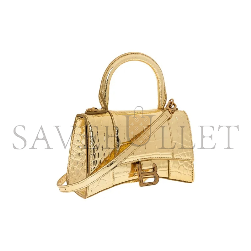 BALENCIAGA WOMEN'S HOURGLASS HANDBAG XS IN GOLD 5928331S4GM8000 (18.8*13*7.9cm)