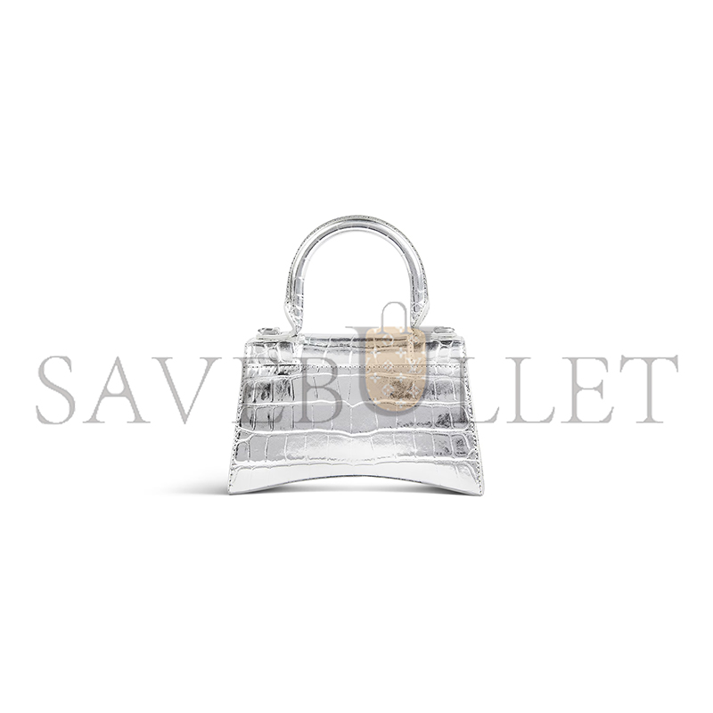 BALENCIAGA WOMEN'S HOURGLASS HANDBAG XS IN SILVER 5928331S4CY8110 (18.8*13*7.9cm) BALENCIAGA WOMEN'S HOURGLASS HANDBAG XS IN SILVER 5928331S4CY8110 (18.8*13*7.9cm)