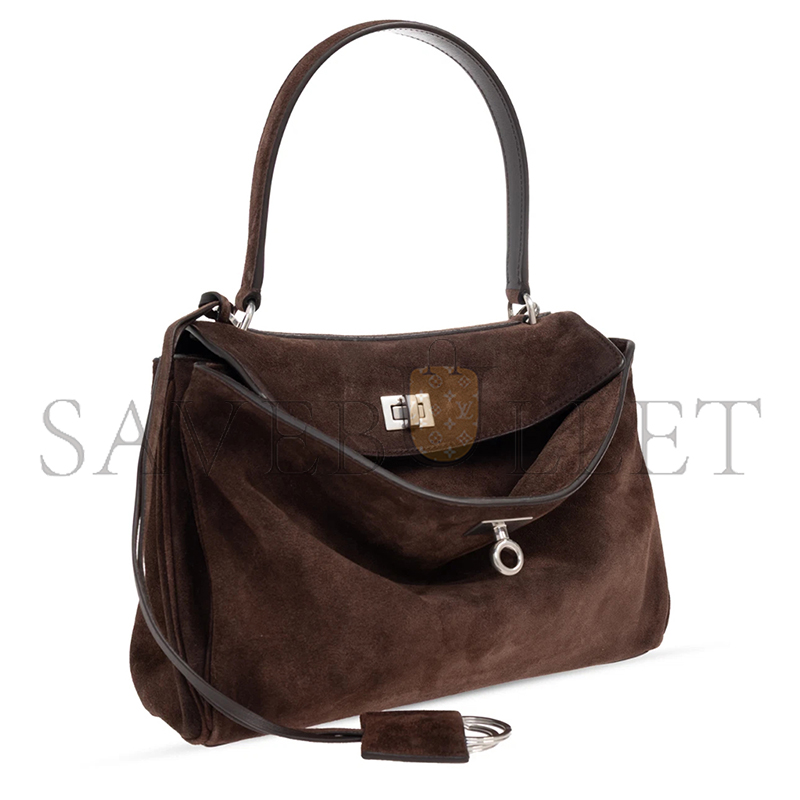 BALENCIAGA WOMEN'S RODEO HANDBAG SMALL IN LIGHT ESPRESSO 7897792AA3D1000 (28.9*20*9.9cm)