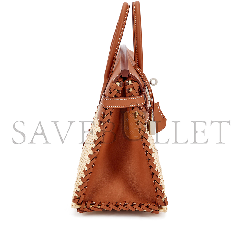 HERMES MASTER GOLD SWIFT AND OSIER WICKER PICNIC BIRKIN 25 PALLADIUM HARDWARE 3691524 (25*20*13cm)