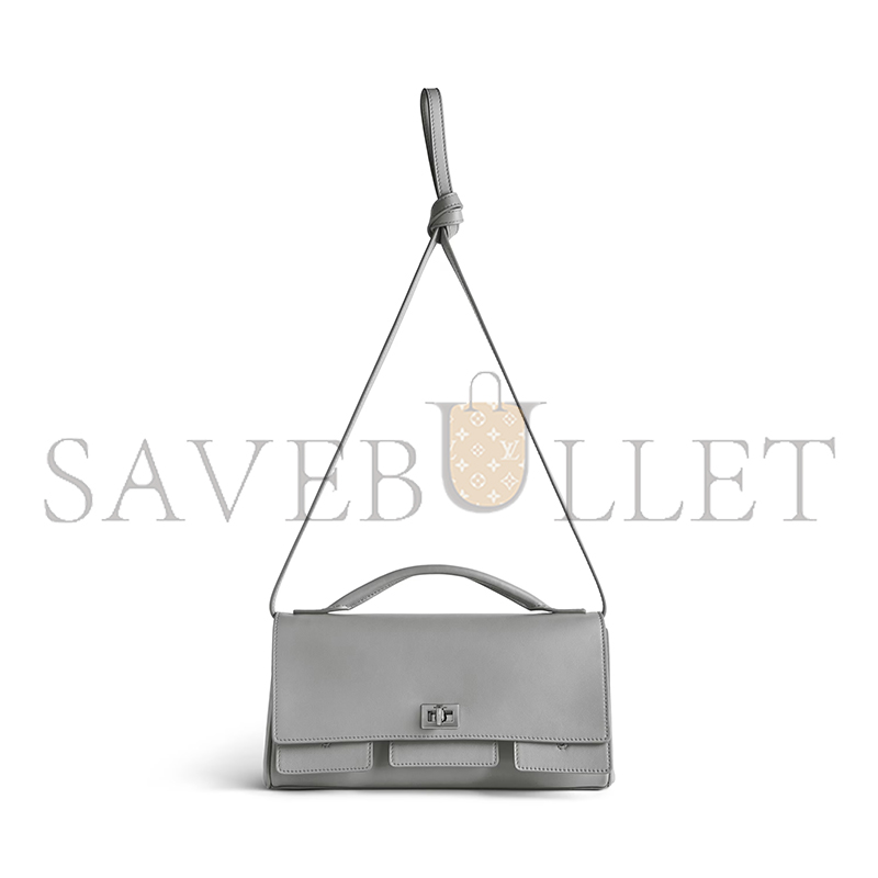 BALENCIAGA WOMEN'S BEL AIR CLUTCH ON STRAP SMALL IN CLOUD GREY 8349432ABAW1142 (26.9*13.9*5.3cm) BALENCIAGA WOMEN'S BEL AIR CLUTCH ON STRAP SMALL IN CLOUD GREY 8349432ABAW1142 (26.9*13.9*5.3cm)