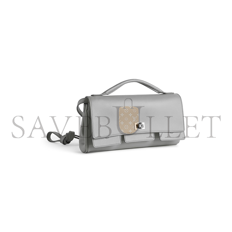 BALENCIAGA WOMEN'S BEL AIR CLUTCH ON STRAP SMALL IN CLOUD GREY 8349432ABAW1142 (26.9*13.9*5.3cm) BALENCIAGA WOMEN'S BEL AIR CLUTCH ON STRAP SMALL IN CLOUD GREY 8349432ABAW1142 (26.9*13.9*5.3cm)