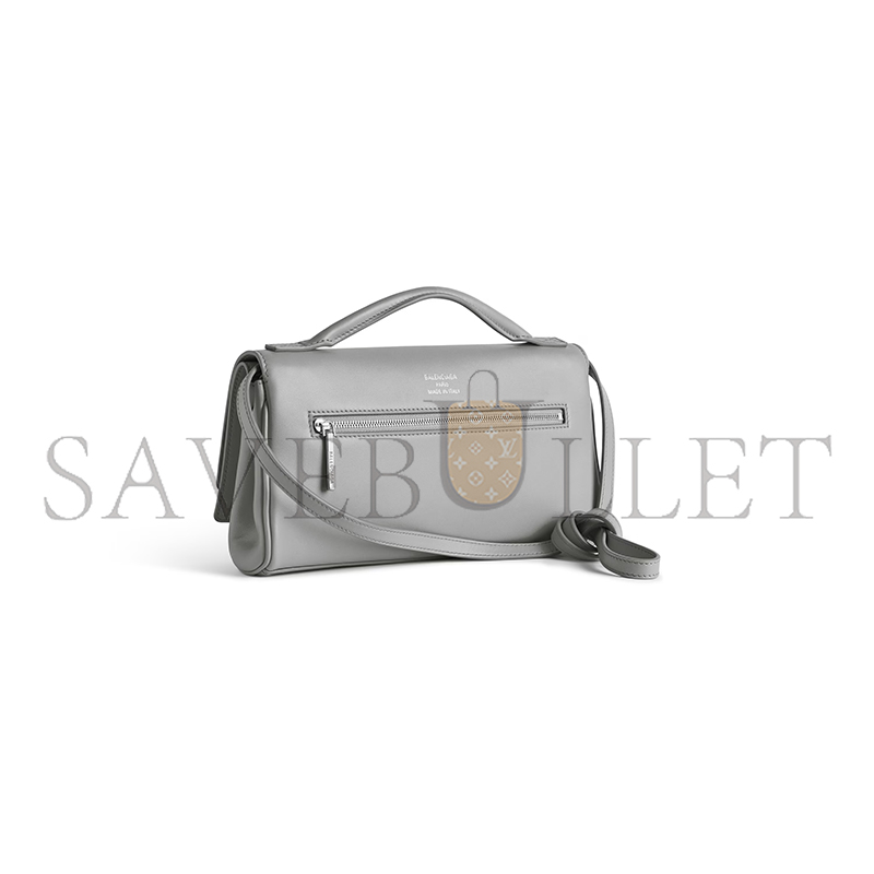 BALENCIAGA WOMEN'S BEL AIR CLUTCH ON STRAP SMALL IN CLOUD GREY 8349432ABAW1142 (26.9*13.9*5.3cm) BALENCIAGA WOMEN'S BEL AIR CLUTCH ON STRAP SMALL IN CLOUD GREY 8349432ABAW1142 (26.9*13.9*5.3cm)