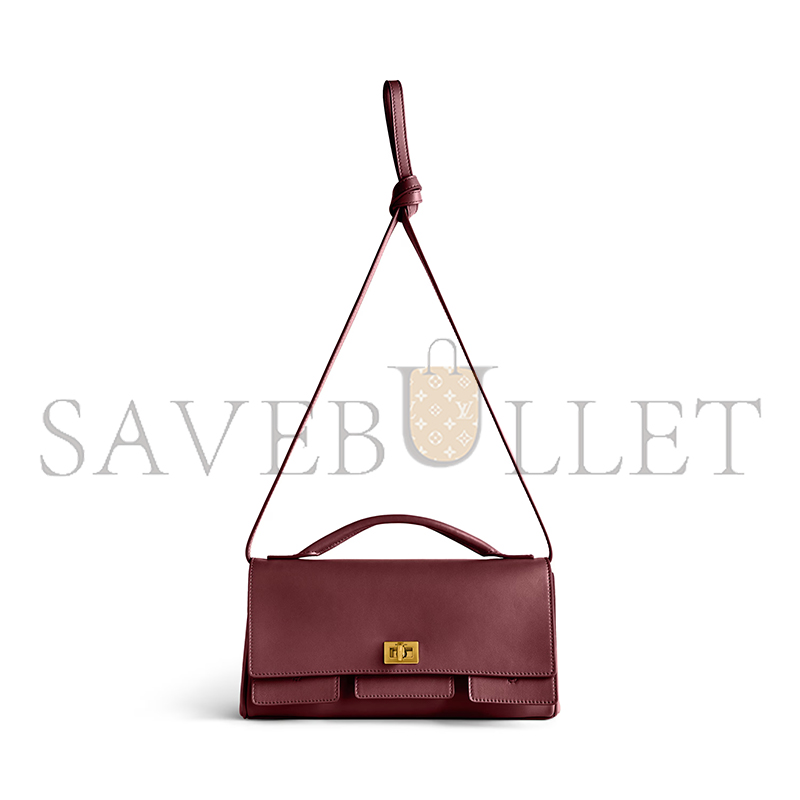 BALENCIAGA WOMEN'S BEL AIR CLUTCH ON STRAP SMALL IN DARK BURGUNDY 8349432ABAV6036 (26.9*13.9*5.3cm) BALENCIAGA WOMEN'S BEL AIR CLUTCH ON STRAP SMALL IN DARK BURGUNDY 8349432ABAV6036 (26.9*13.9*5.3cm)