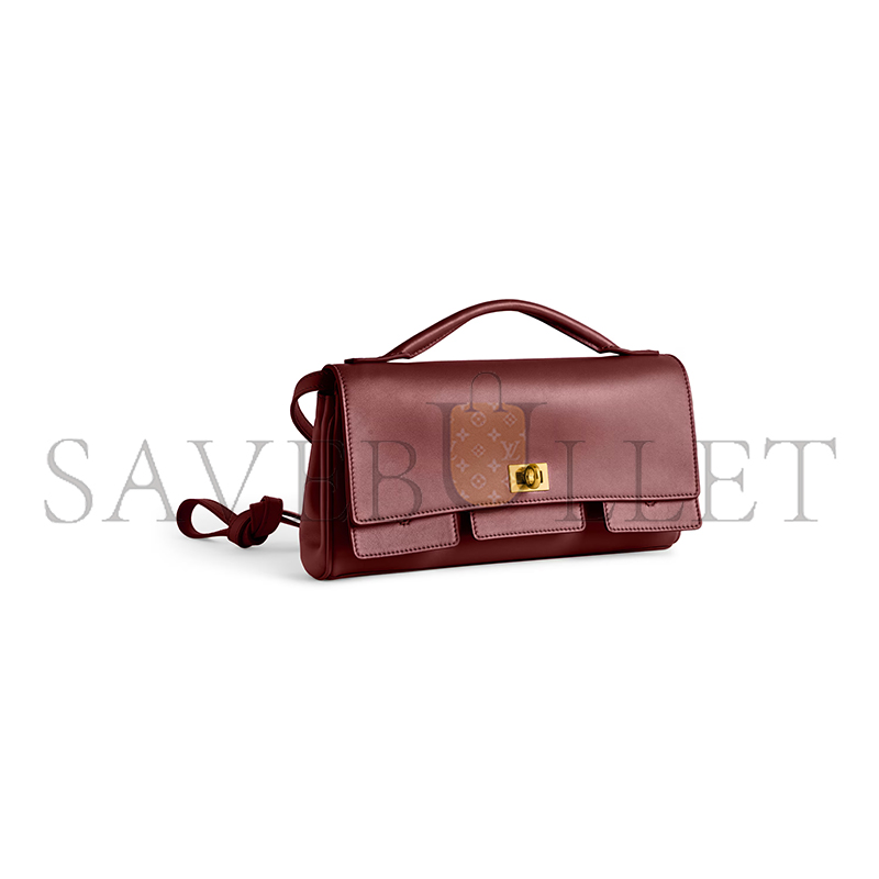 BALENCIAGA WOMEN'S BEL AIR CLUTCH ON STRAP SMALL IN DARK BURGUNDY 8349432ABAV6036 (26.9*13.9*5.3cm) BALENCIAGA WOMEN'S BEL AIR CLUTCH ON STRAP SMALL IN DARK BURGUNDY 8349432ABAV6036 (26.9*13.9*5.3cm)