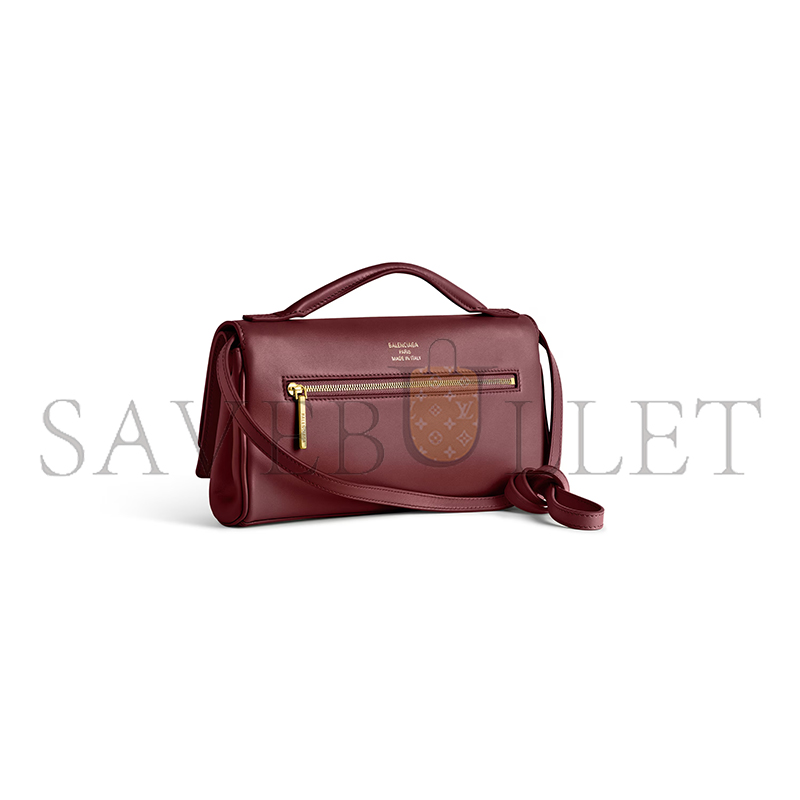 BALENCIAGA WOMEN'S BEL AIR CLUTCH ON STRAP SMALL IN DARK BURGUNDY 8349432ABAV6036 (26.9*13.9*5.3cm) BALENCIAGA WOMEN'S BEL AIR CLUTCH ON STRAP SMALL IN DARK BURGUNDY 8349432ABAV6036 (26.9*13.9*5.3cm)