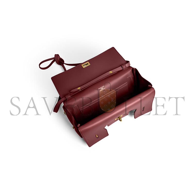 BALENCIAGA WOMEN'S BEL AIR CLUTCH ON STRAP SMALL IN DARK BURGUNDY 8349432ABAV6036 (26.9*13.9*5.3cm) BALENCIAGA WOMEN'S BEL AIR CLUTCH ON STRAP SMALL IN DARK BURGUNDY 8349432ABAV6036 (26.9*13.9*5.3cm)