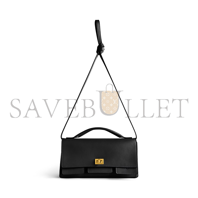 BALENCIAGA WOMEN'S BEL AIR CLUTCH ON STRAP SMALL IN BLACK 8349432ABAV1000 (26.9*13.9*5.3cm) BALENCIAGA WOMEN'S BEL AIR CLUTCH ON STRAP SMALL IN BLACK 8349432ABAV1000 (26.9*13.9*5.3cm)