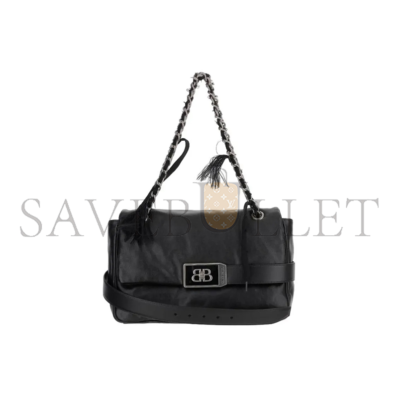BALENCIAGA WOMEN'S MODU FLAP CHAIN BAG IN BLACK 8117812ABIV1060 (29.8*20*8.8cm)