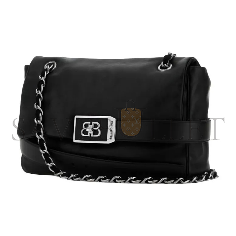 BALENCIAGA WOMEN'S MODU FLAP CHAIN BAG IN BLACK 8117812ABIV1060 (29.8*20*8.8cm)
