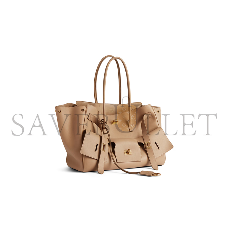 BALENCIAGA WOMEN'S BEL AIR CARRY ALL BAG MEDIUM IN LATTE 8054812ABAV2621 (36*28.9*16cm)