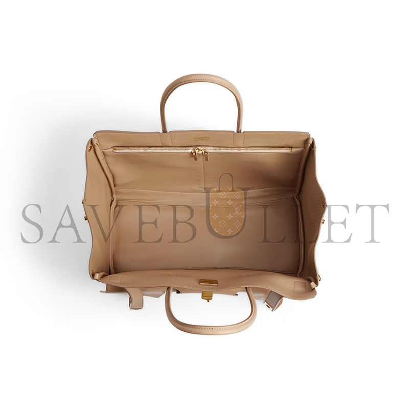 BALENCIAGA WOMEN'S BEL AIR CARRY ALL BAG MEDIUM IN LATTE 8054812ABAV2621 (36*28.9*16cm)