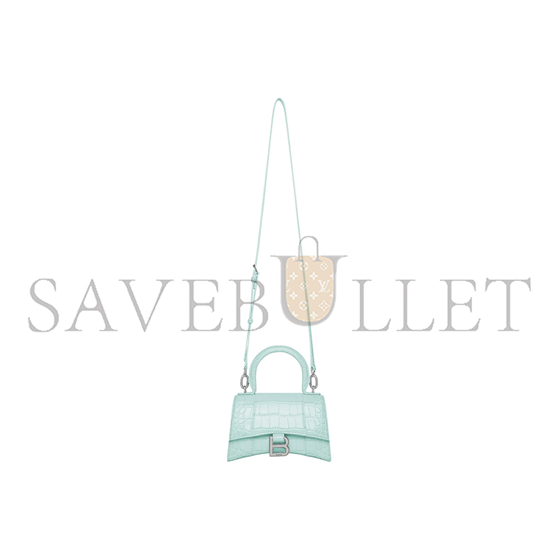 BALENCIAGA WOMEN'S HOURGLASS HANDBAG XS IN LAKE BLUE 5928331LR6Y3914 (18.8*13*7.9cm)