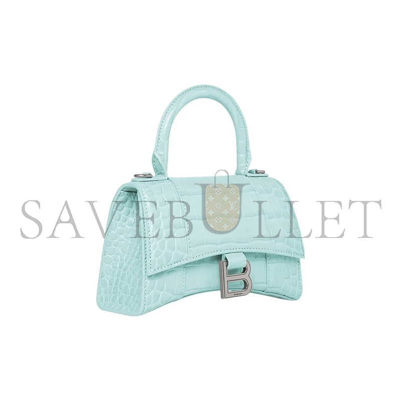 BALENCIAGA WOMEN'S HOURGLASS HANDBAG XS IN LAKE BLUE 5928331LR6Y3914 (18.8*13*7.9cm)