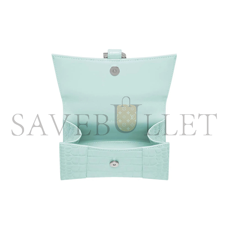BALENCIAGA WOMEN'S HOURGLASS HANDBAG XS IN LAKE BLUE 5928331LR6Y3914 (18.8*13*7.9cm)