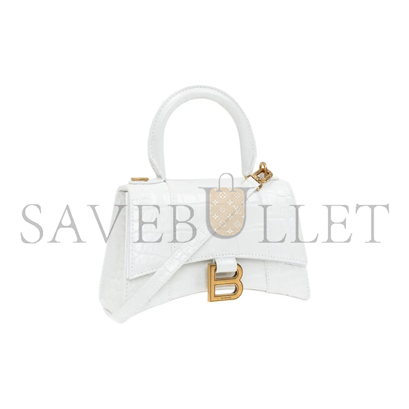 BALENCIAGA WOMEN'S HOURGLASS HANDBAG XS IN WHITE 5928331LRGM9016 (18.8*13*7.9cm)