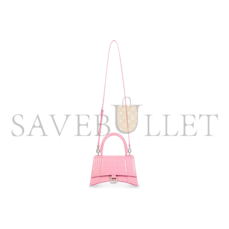 BALENCIAGA WOMEN'S HOURGLASS HANDBAG SMALL IN ROSE PINK 5935461LR6Y5812 (22.9*15*9.9cm)