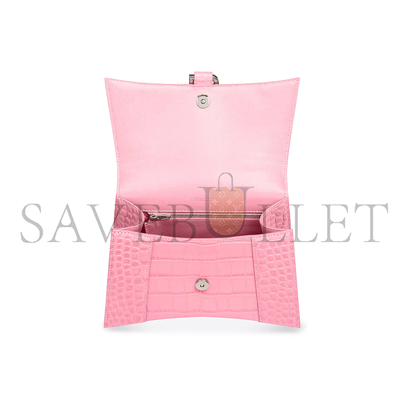 BALENCIAGA WOMEN'S HOURGLASS HANDBAG SMALL IN ROSE PINK 5935461LR6Y5812 (22.9*15*9.9cm)