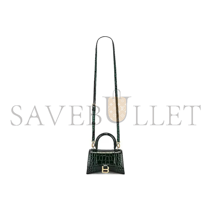 BALENCIAGA WOMEN'S HOURGLASS HANDBAG XS IN DARK GREEN 5928331LRVM3011 (18.8*13*7.9cm)