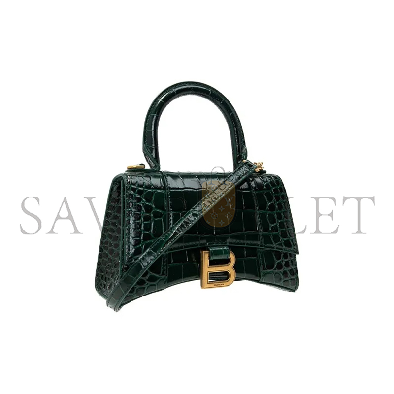 BALENCIAGA WOMEN'S HOURGLASS HANDBAG XS IN DARK GREEN 5928331LRVM3011 (18.8*13*7.9cm)