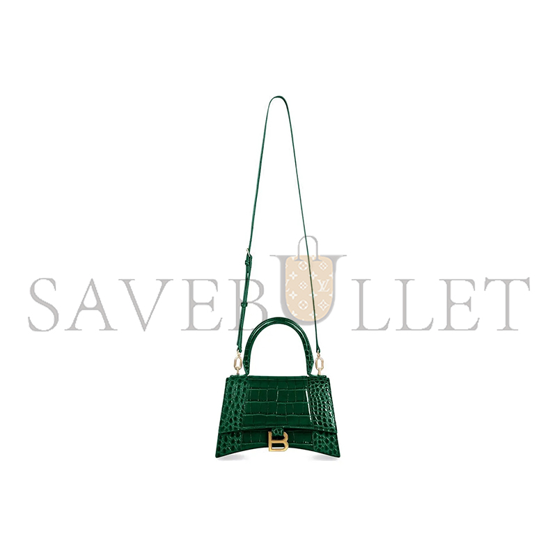 BALENCIAGA WOMEN'S HOURGLASS HANDBAG SMALL IN DARK GREEN 5935461LRGM3011 (22.9*15*9.9cm)