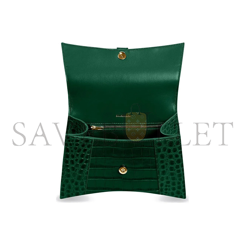 BALENCIAGA WOMEN'S HOURGLASS HANDBAG SMALL IN DARK GREEN 5935461LRGM3011 (22.9*15*9.9cm)