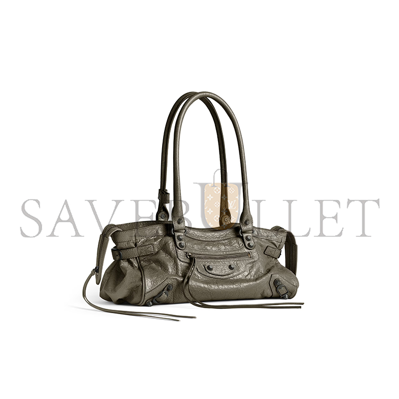 BALENCIAGA WOMEN'S LE CITY BAG EAST-WEST IN ARMY GREEN 8457042ABEK3258 (39.8*17.7*14.9cm) BALENCIAGA WOMEN'S LE CITY BAG EAST-WEST IN ARMY GREEN 8457042ABEK3258 (39.8*17.7*14.9cm)