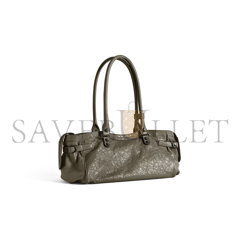 BALENCIAGA WOMEN'S LE CITY BAG EAST-WEST IN ARMY GREEN 8457042ABEK3258 (39.8*17.7*14.9cm) BALENCIAGA WOMEN'S LE CITY BAG EAST-WEST IN ARMY GREEN 8457042ABEK3258 (39.8*17.7*14.9cm)