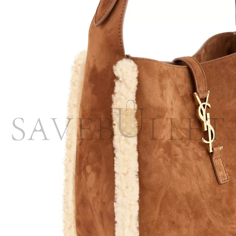 YSL LE 5 À 7 SHEARLING-TRIM LEATHER SHOULDER BAG 7139381QSIW2281 (23*22*8.5cm)