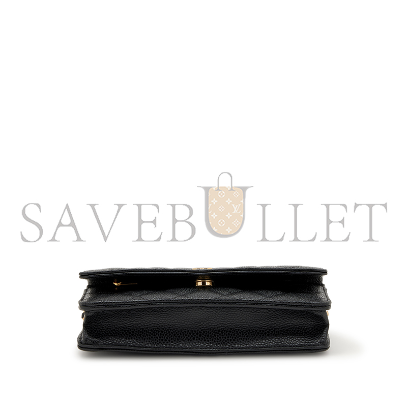 CHANEL MASTER BLACK QUILTED CAVIAR WALLET ON CHAIN WOC GOLD HARDWARE 3965147 (19*12*3cm)