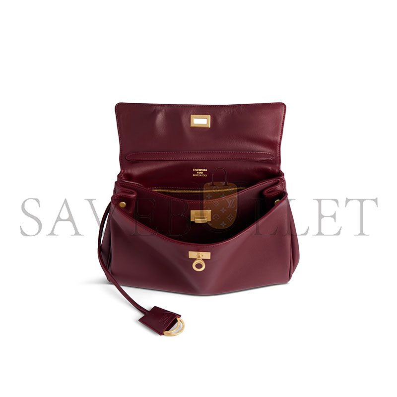 BALENCIAGA WOMEN'S RODEO HANDBAG SMALL IN DARK BURGUNDY 7897792AA4V6034 (28.9*20*9.9cm) BALENCIAGA WOMEN'S RODEO HANDBAG SMALL IN DARK BURGUNDY 7897792AA4V6034 (28.9*20*9.9cm)