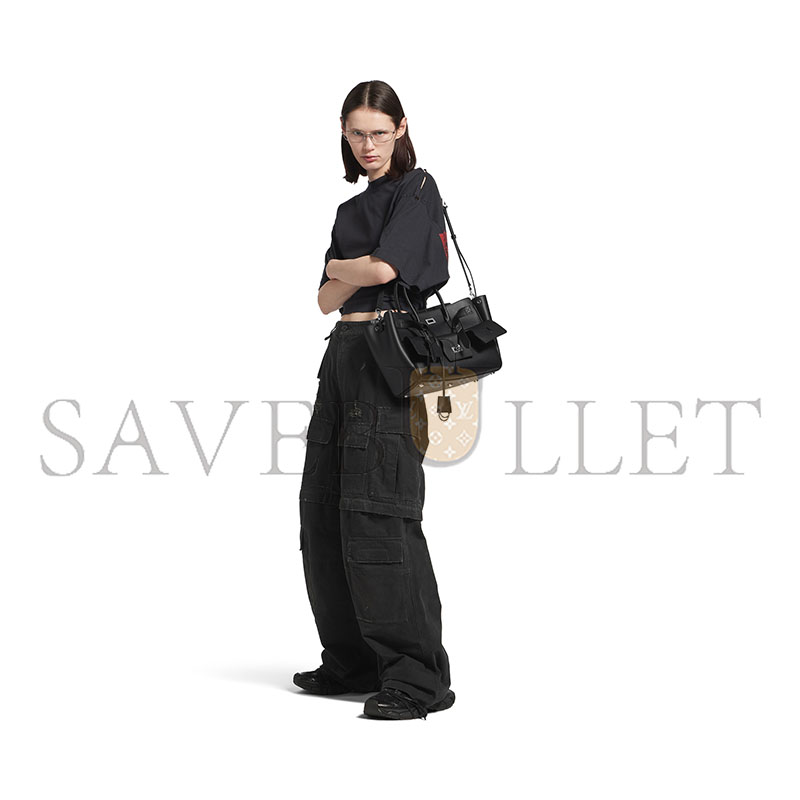 BALENCIAGA WOMEN'S BEL AIR CARRY ALL BAG SMALL IN BLACK 8356892ABAW1000 (30*20*12cm)