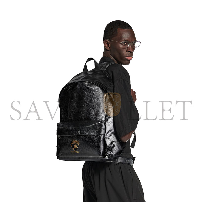 BALENCIAGA MEN'S BALENCIAGA X AUTOMOBILI LAMBORGHINI EXPLORER BACKPACK IN BLACK 5032212AB0R1000 (47*35*20cm)